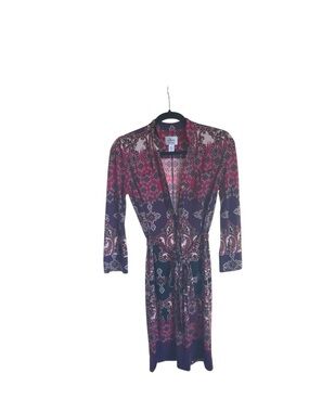 DM Collection Paisley Wrap Dress - Burgundy & Navy